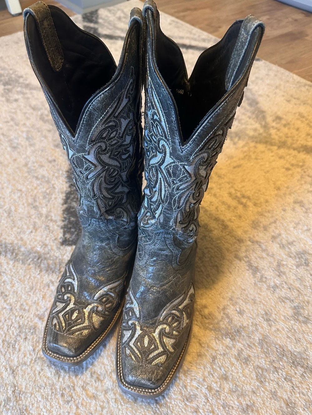 J.B. Dillion Glitter Inlay Cowgirl Boots